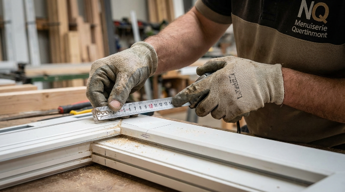 Travail d’artisan menuisier sur menuiserie sur mesure
